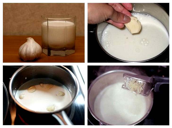 Молоко сода масло пропорции. Чеснок с молоком. Чеснок в молоке. Молоко с чесноком от глистов. Отвар чеснока в молоке.